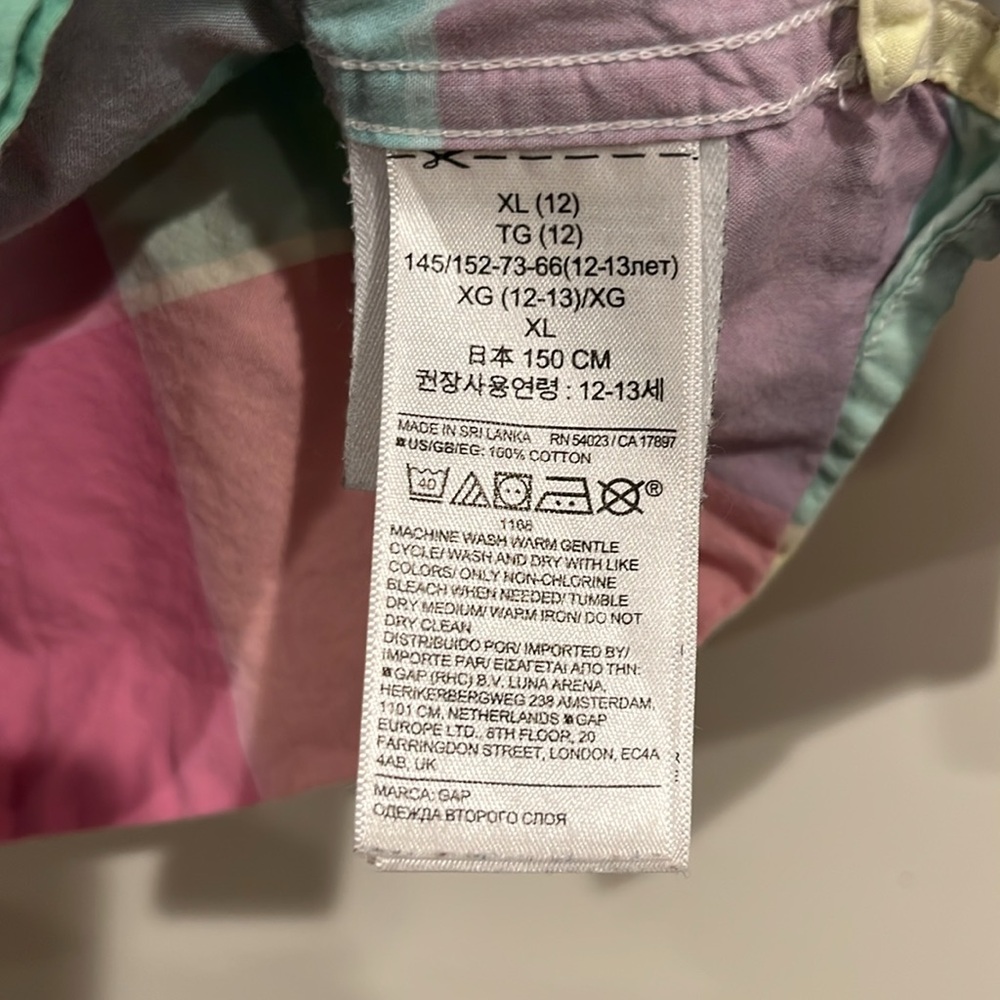 GAP KIDS Youth Boys Pastel Plaid Casual Button Down Shirt Long Sleeve Cotton EUC - Picture 5 of 6